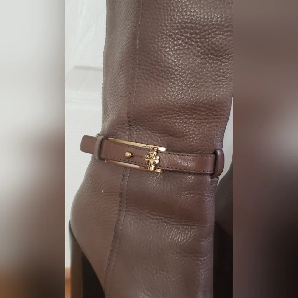 TORY BURCH JENNA BOOTS TUMBLE LEATHER EUC